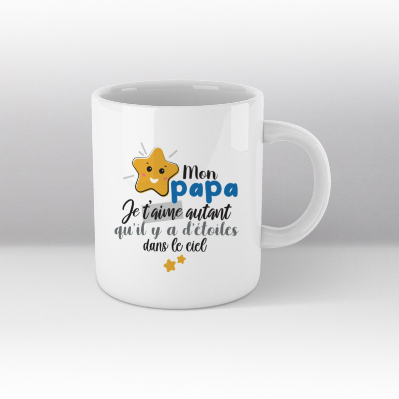 Mug Mon papa, je t'aime autant qu'il y a d'étoiles dans le ciel - Blanc Mug Mon papa, je t'aime autant qu'il y a d'étoiles dans le ciel - Blanc