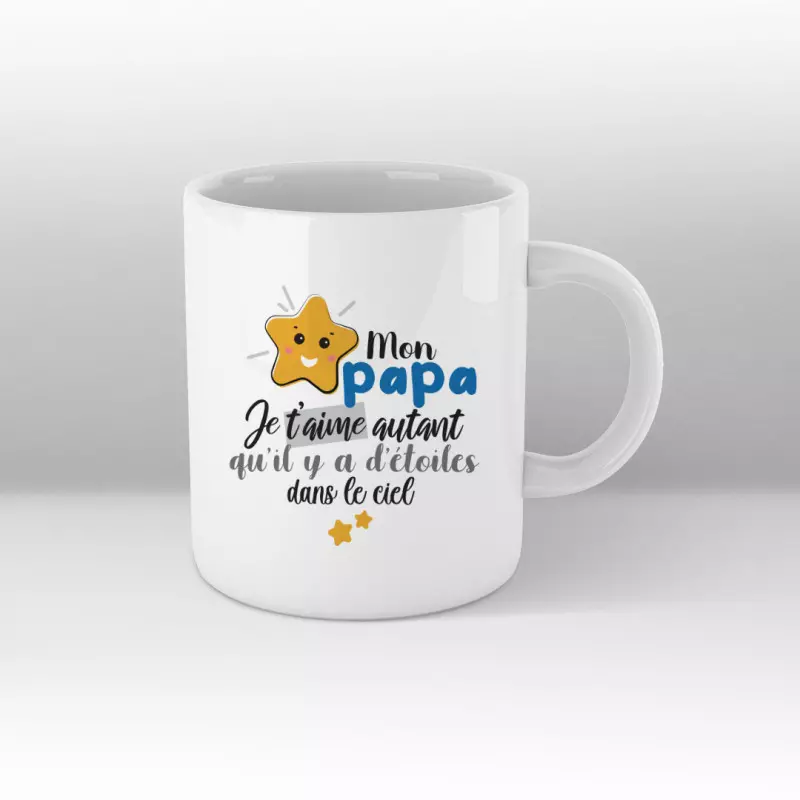 Mug Mon papa, je t'aime autant qu'il y a d'étoiles dans le ciel - Blanc