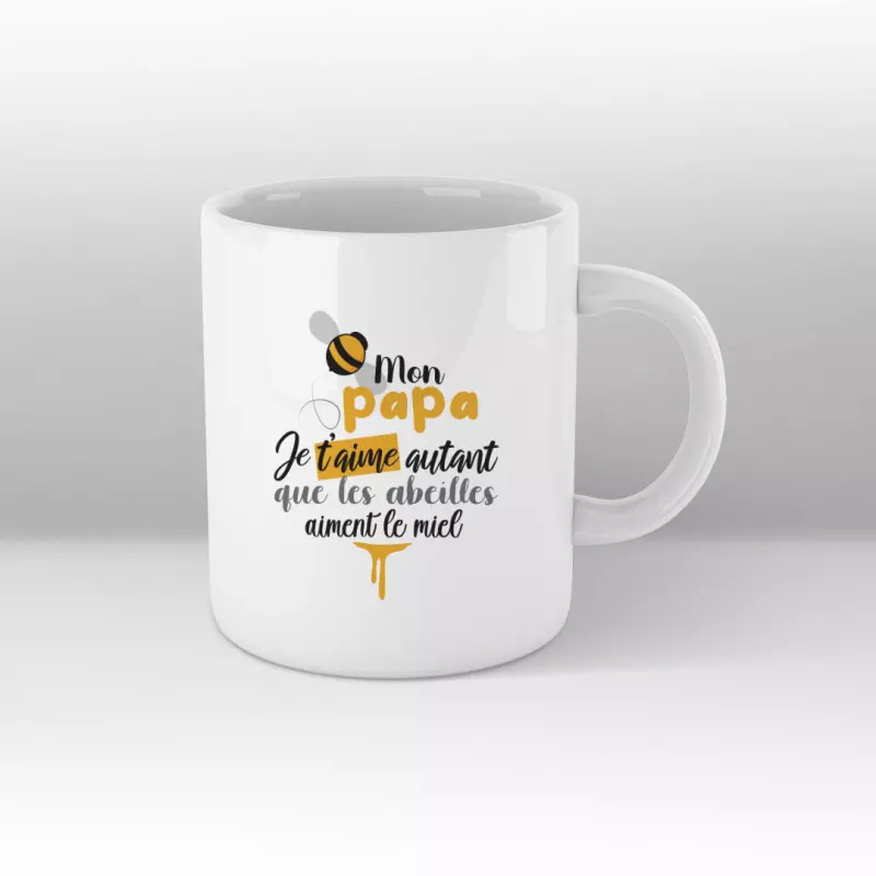 Mug Mon papa, je t'aime autant que les abeilles aiment le miel - Blanc