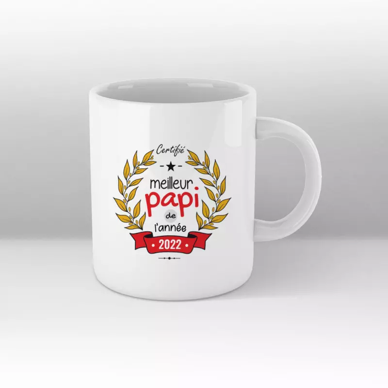 Certifié meilleur papi de l'année - Mug blanc Certifié meilleur papi de l'année - Mug blanc