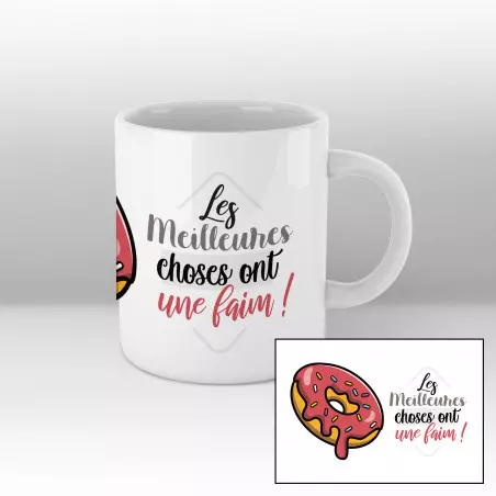 Mug Les meilleures choses ont une faim (rose) Blanc