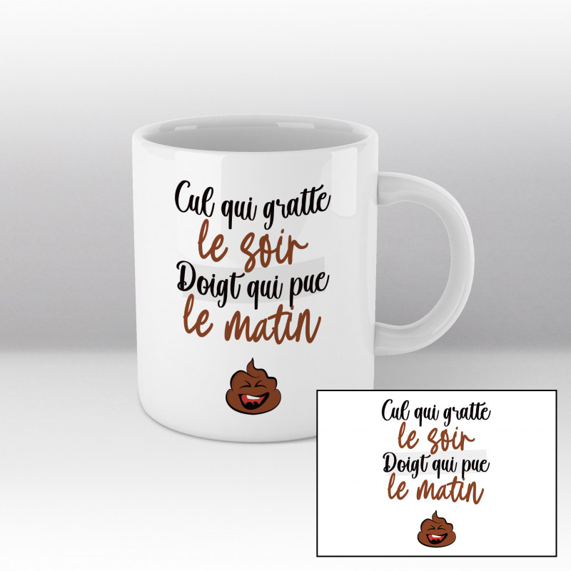 Mug Cul qui gratte, doigt qui pue Blanc Mug Cul qui gratte, doigt qui pue Blanc