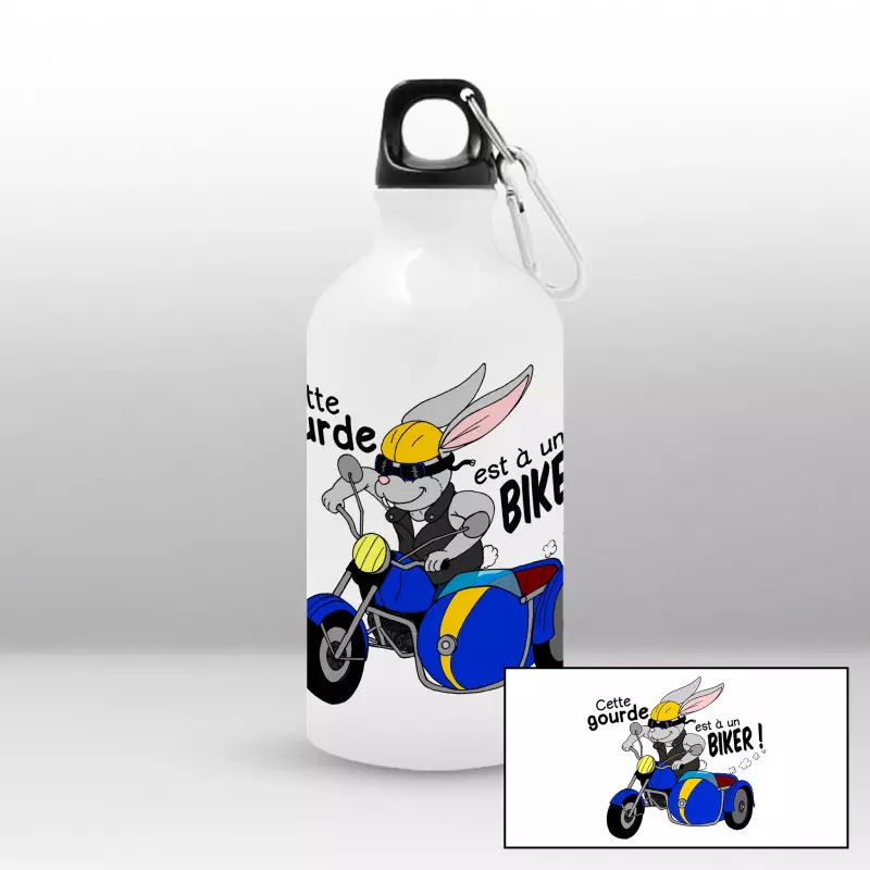 Gourde Lapin moto bleu Gourde Lapin moto bleu