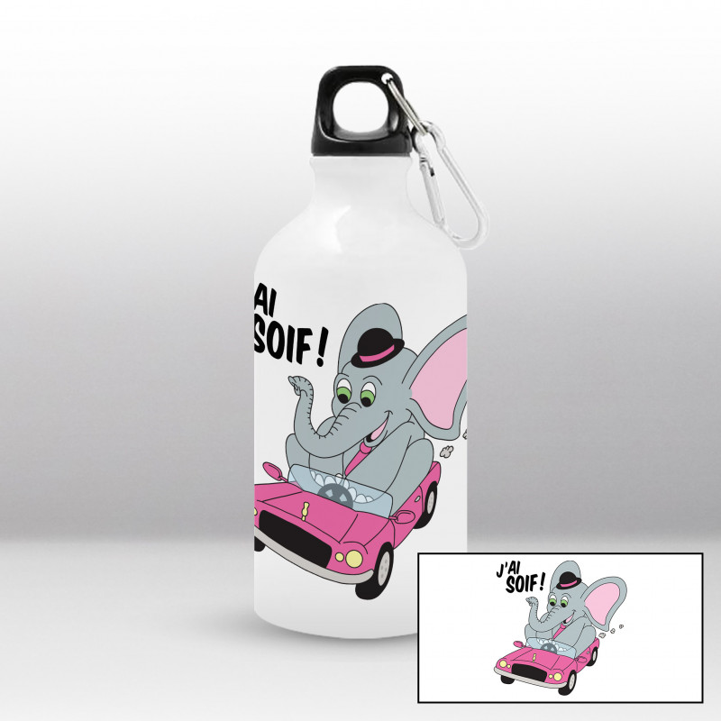 Gourde Éléphant sur une voiture rose Gourde Éléphant sur une voiture rose
