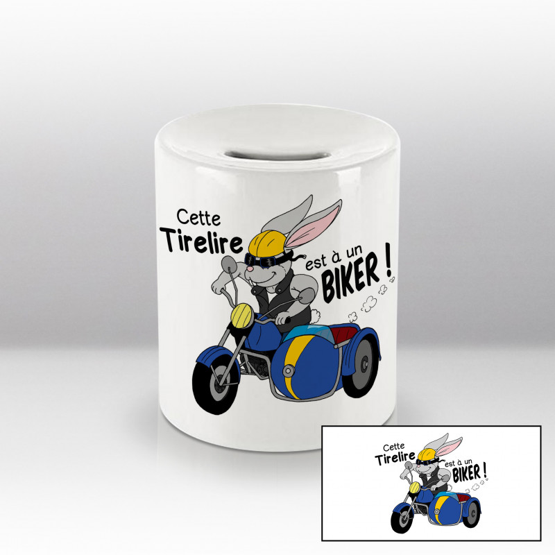 Tirelire Lapin moto bleue Tirelire Lapin moto bleue