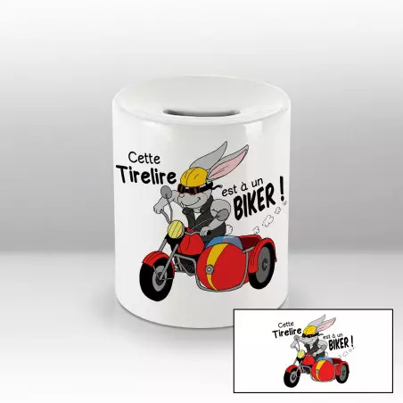 Tirelire Lapin moto rouge