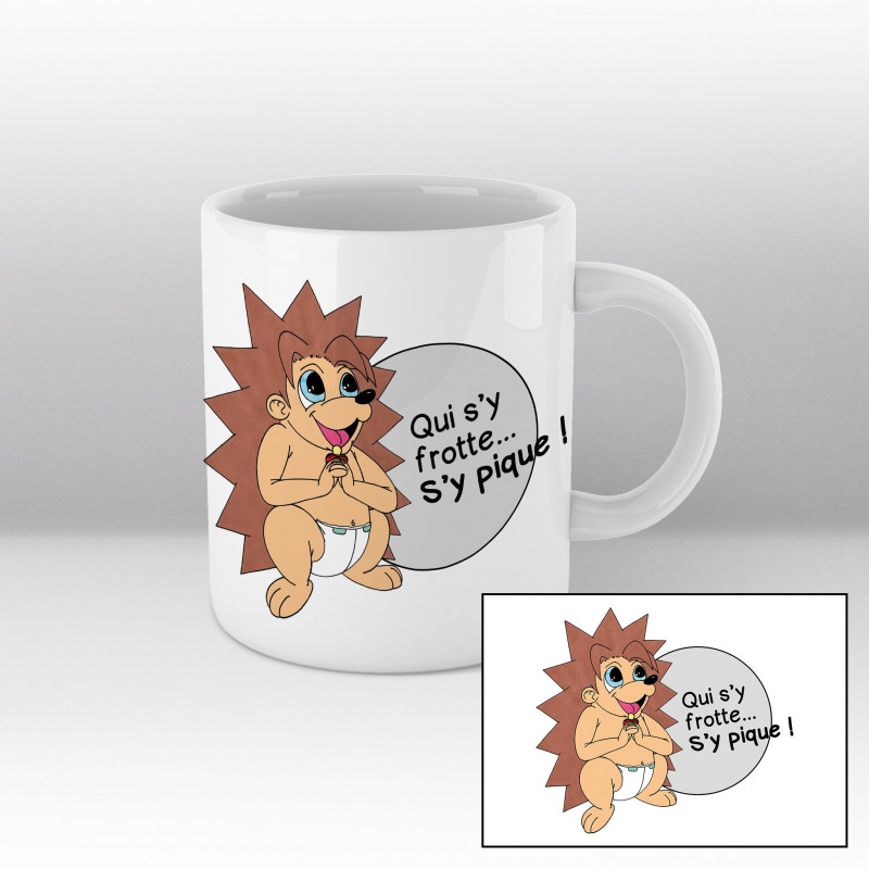 Mug Hérisson "Qui s'y frotte, s'y pique" Blanc Mug Hérisson "Qui s'y frotte, s'y pique" Blanc