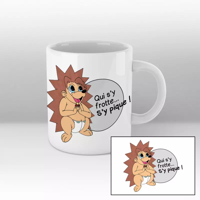 Mug Hérisson "Qui s'y frotte, s'y pique" Blanc Mug Hérisson "Qui s'y frotte, s'y pique" Blanc