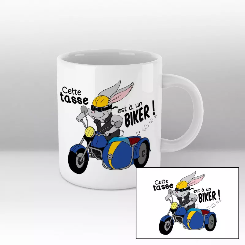 Mug Lapin moto bleue Blanc