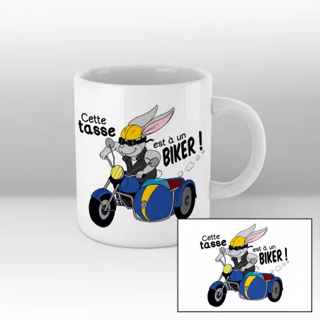 Mug Lapin moto bleue Blanc