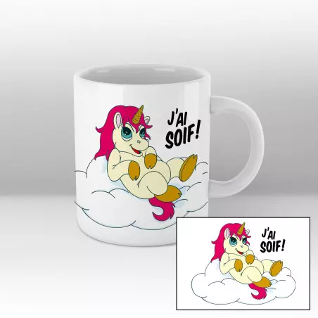 Mug Licorne sur un nuage Blanc