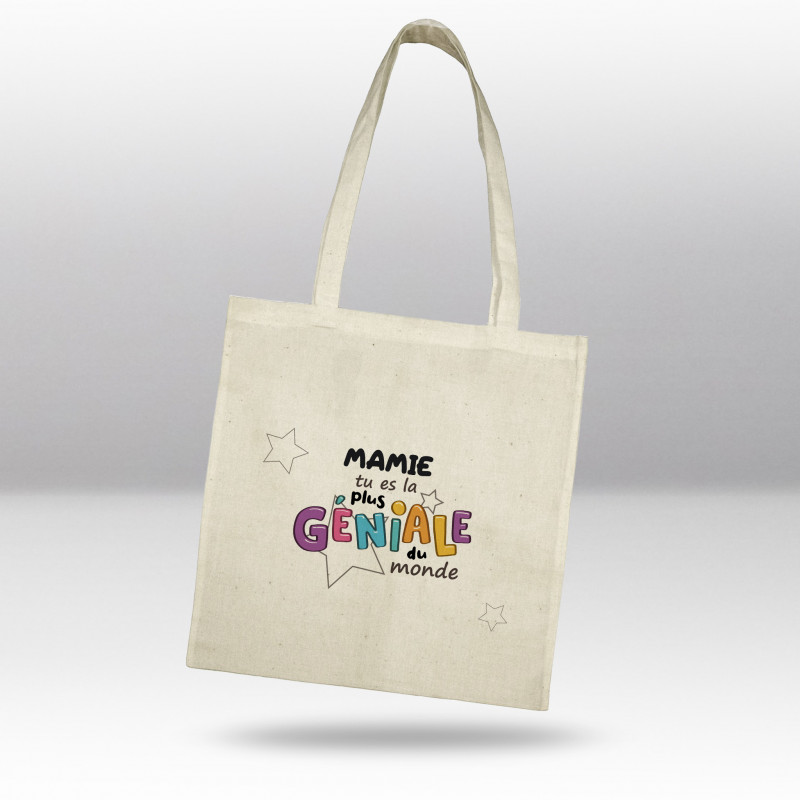 Totebag Mamie tu es la plus géniale Totebag Mamie tu es la plus géniale