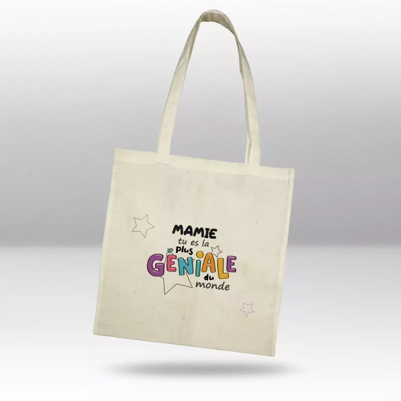 Totebag Mamie tu es la plus géniale Totebag Mamie tu es la plus géniale