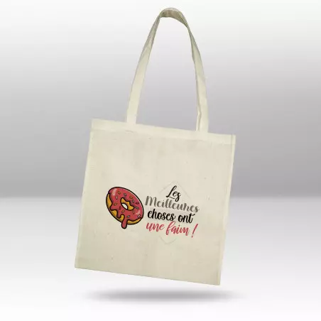 Totebag Les meilleures choses ont une faim (rose)