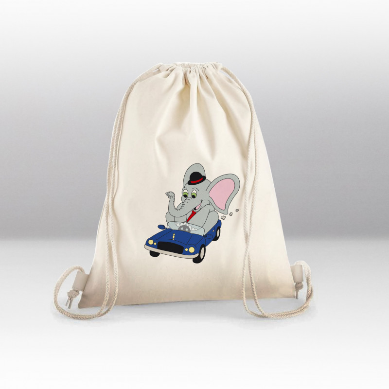 Sac de gym Éléphant voiture bleue Sac de gym Éléphant voiture bleue