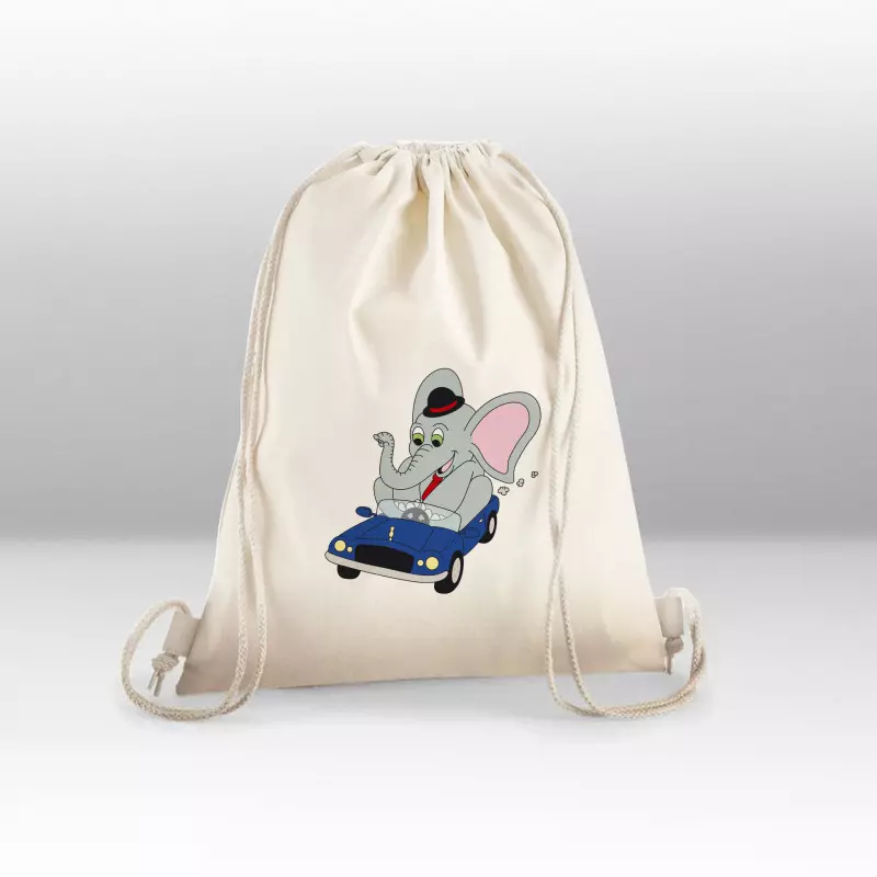 Sac de gym Éléphant voiture bleue