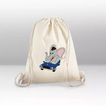 Sac de gym Éléphant voiture bleue