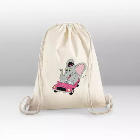 Sac de gym Éléphant voiture rose