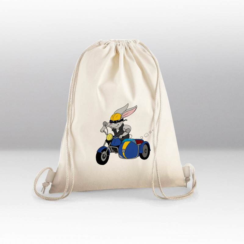 Sac à trésors Lapin moto bleue Sac à trésors Lapin moto bleue