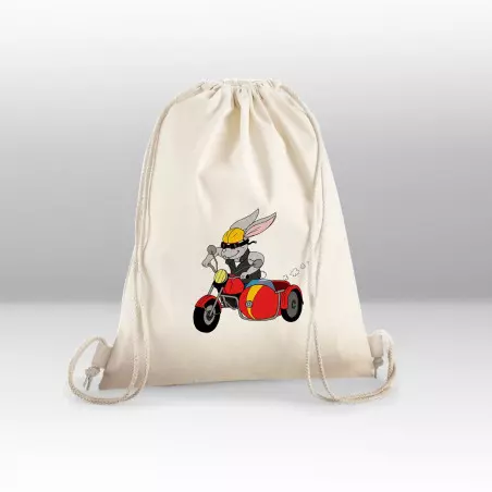 Sac de gym Lapin moto rouge