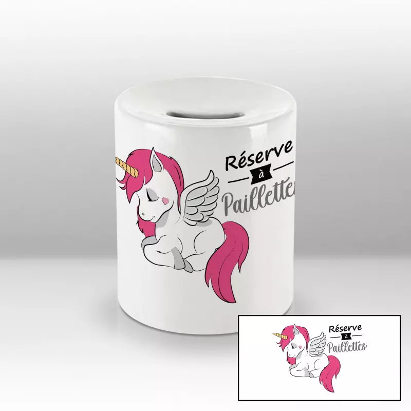 Tirelire Licorne paillettes Tirelire Licorne paillettes