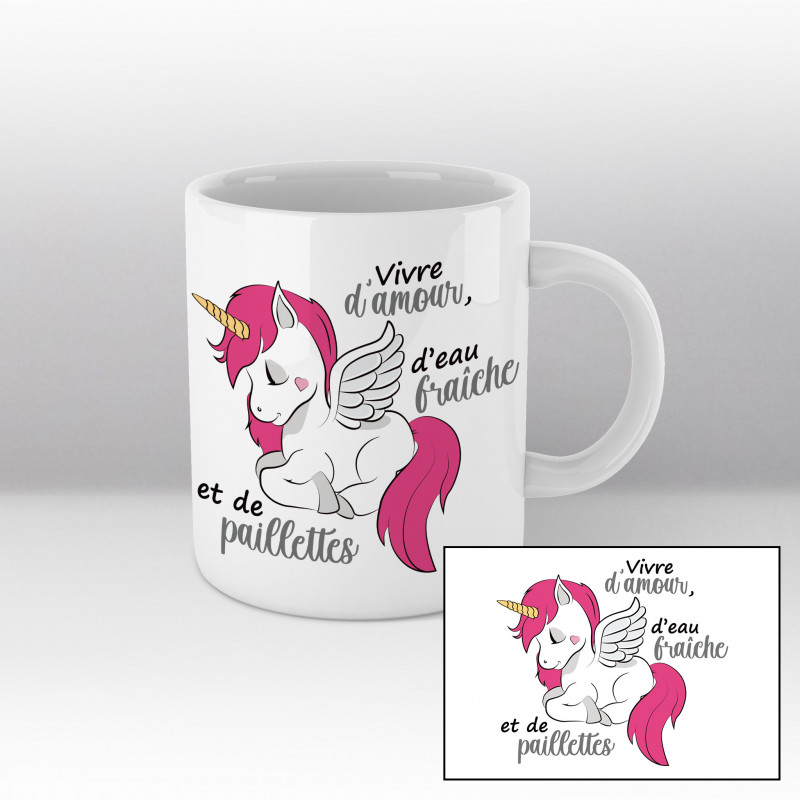 Mug Licorne paillettes Blanc Mug Licorne paillettes Blanc
