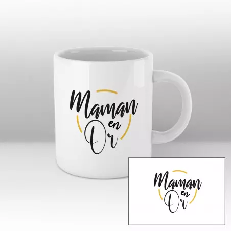 Mug Maman en or - blanc