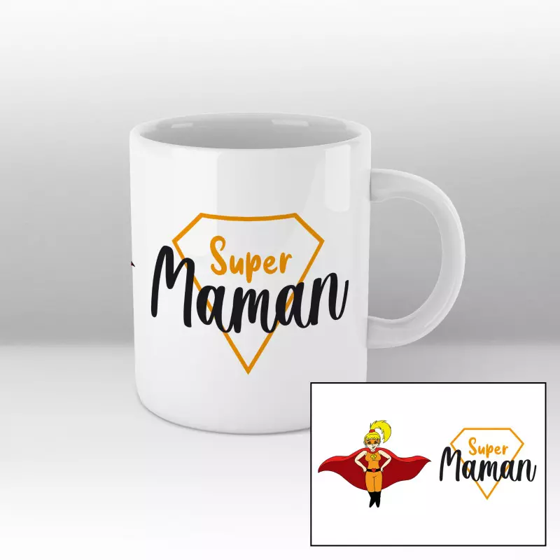 Mug Super maman (cartoon) - blanc Mug Super maman (cartoon) - blanc