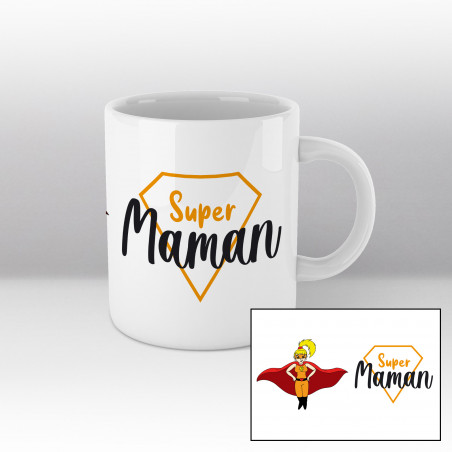 Mug Super maman (cartoon) - blanc