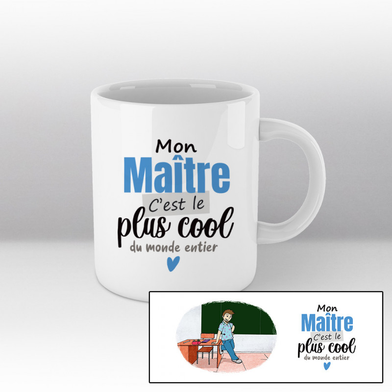 Mug Mon maître c'est le plus cool du monde entier avec dessin - blanc Mug Mon maître c'est le plus cool du monde entier avec dessin - blanc