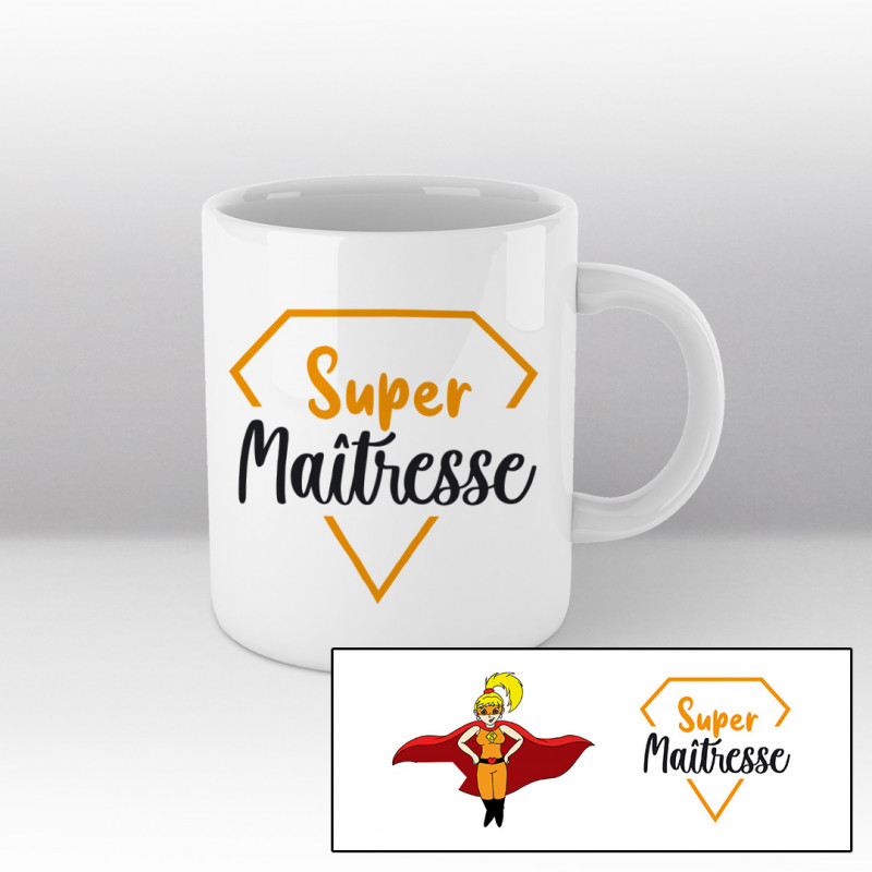 Mug Super Maîtresse cartoon - blanc Mug Super Maîtresse cartoon - blanc