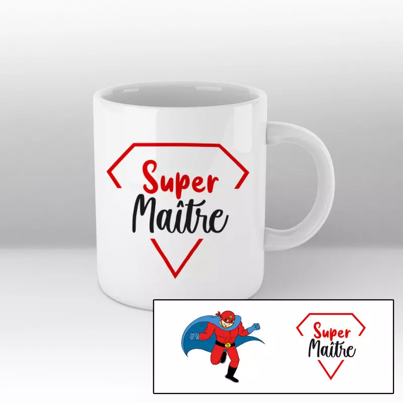 Mug Super Maître cartoon - blanc
