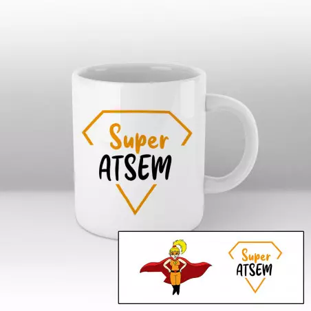 Mug Super ATSEM (cartoon) - blanc