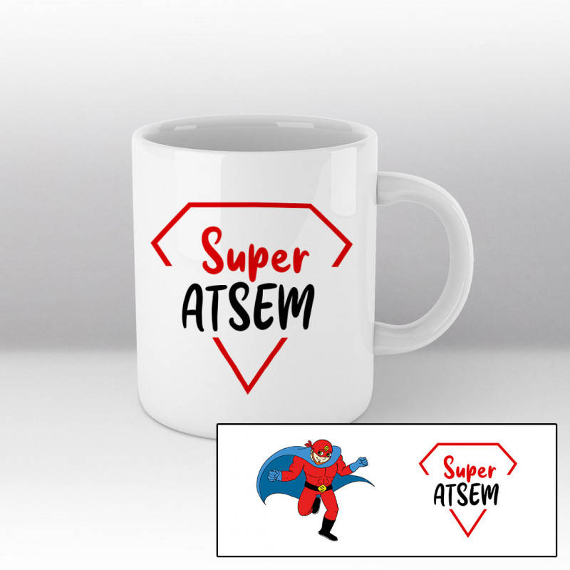 Mug Super ATSEM (cartoon) homme - blanc Mug Super ATSEM (cartoon) homme - blanc