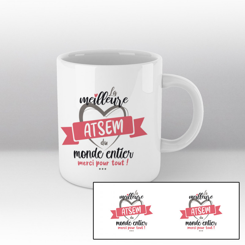 Mug La meilleure ATSEM du monde entier, merci pour tout (cartoon) - blanc Mug La meilleure ATSEM du monde entier, merci pour tout (cartoon) - blanc
