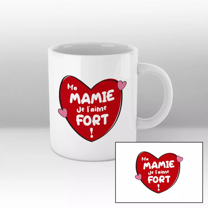 Mug Mamie je l'aime fort - Blanc