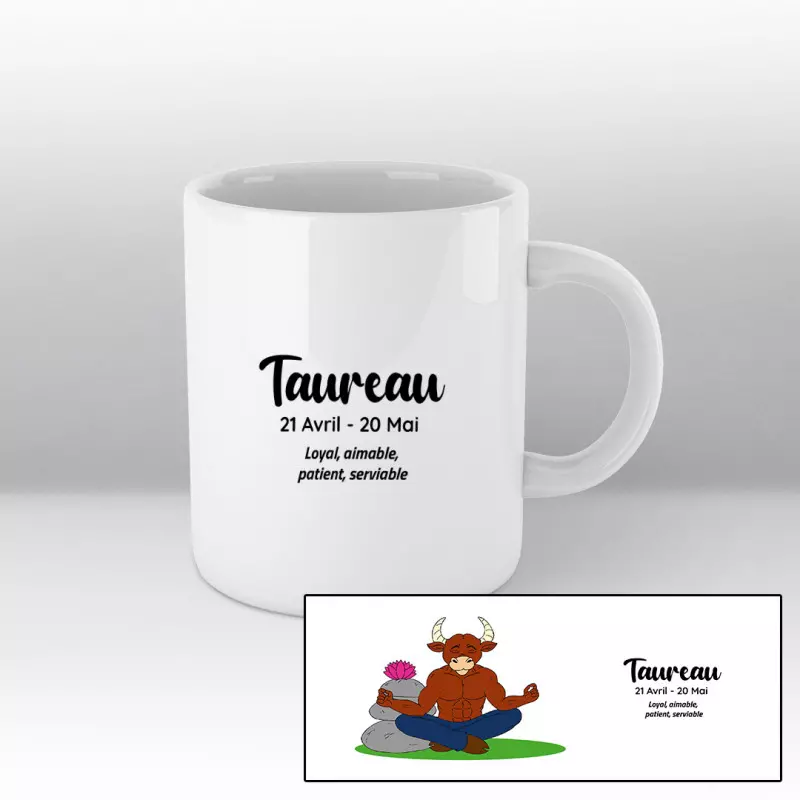 Mug blanc - Taureau marron