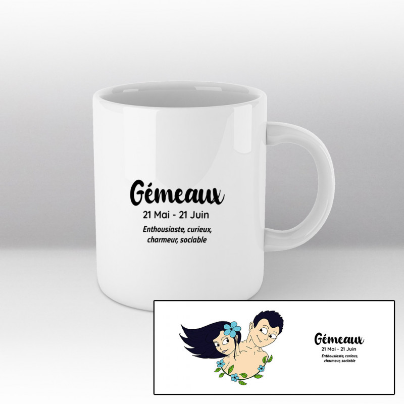 Mug blanc - Gémeaux cheveux noirs Mug blanc - Gémeaux cheveux noirs