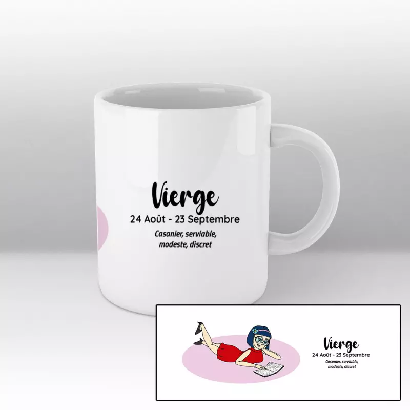 Mug blanc - Vierge tapis rose robe rouge