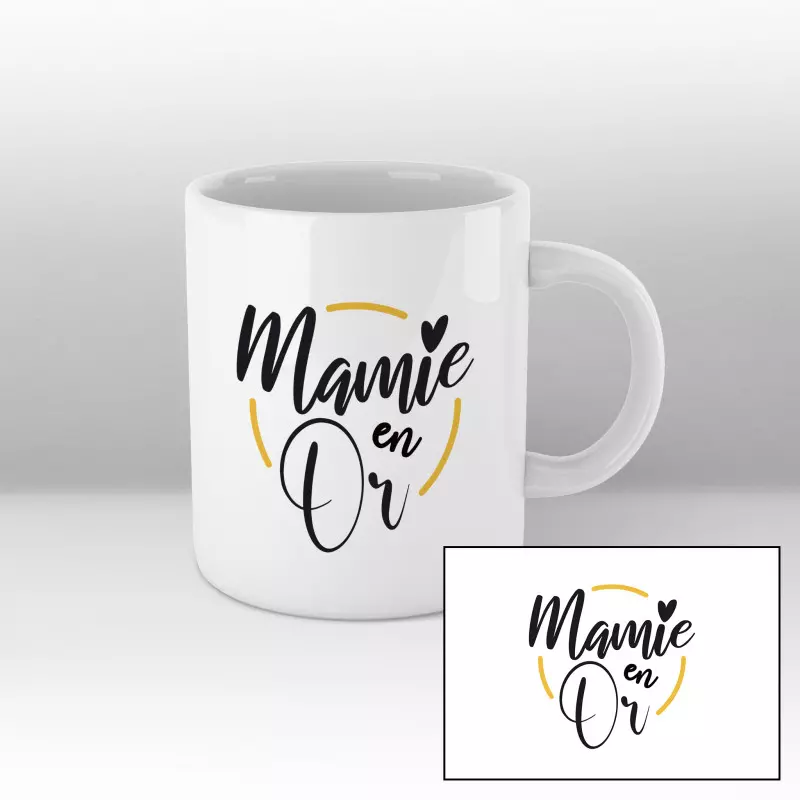 Mug Mamie en Or Blanc