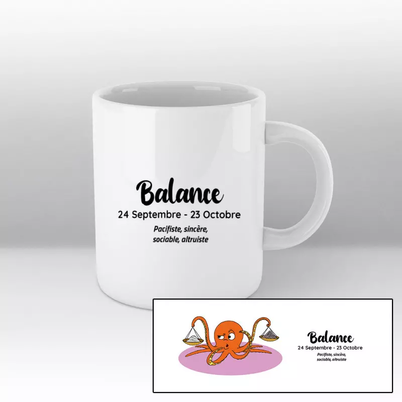 Mug blanc - Pieuvre orange sur fond rose Mug blanc - Pieuvre orange sur fond rose