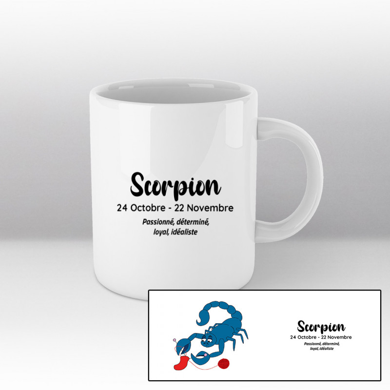 Mug blanc - Scorpion bleu laine rouge Mug blanc - Scorpion bleu laine rouge