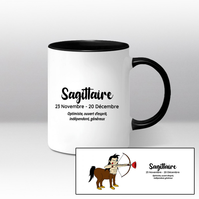 Mug blanc et noir - Sagittaire pelage marron Mug blanc et noir - Sagittaire pelage marron