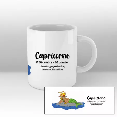 Mug blanc - Capricorne queue verte