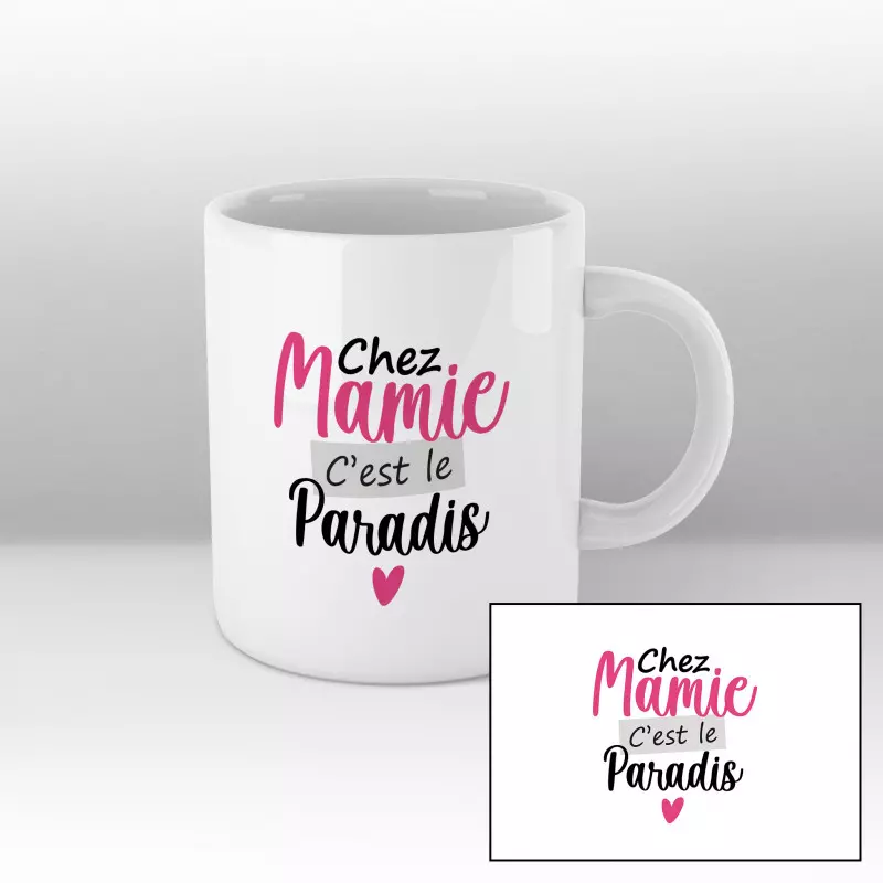 Mug Chez mamie c'est le paradis Blanc