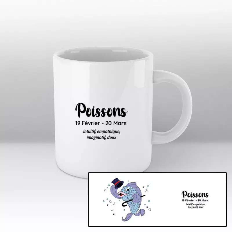 Mug blanc - Poisson bleu