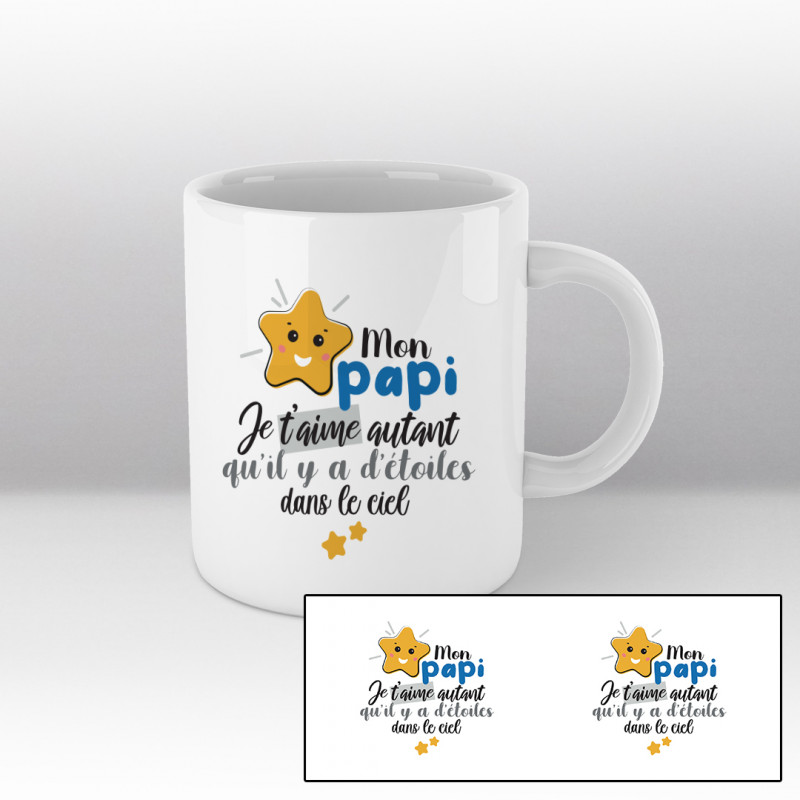 Mug Mon papi, je t'aime autant qu'il y a d'étoiles dans le ciel - Blanc Mug Mon papi, je t'aime autant qu'il y a d'étoiles dans le ciel - Blanc
