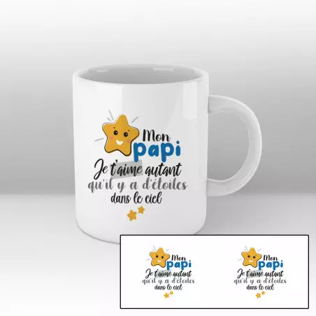 Mug Mon papi, je t'aime autant qu'il y a d'étoiles dans le ciel - Blanc