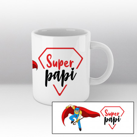 Mug Super papi cartoon héroïque - Blanc