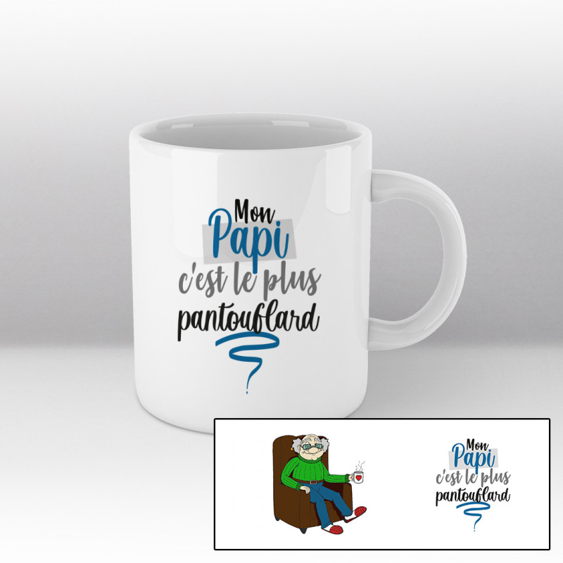 Mug Papi pantouflard cartoon - Blanc Mug Papi pantouflard cartoon - Blanc